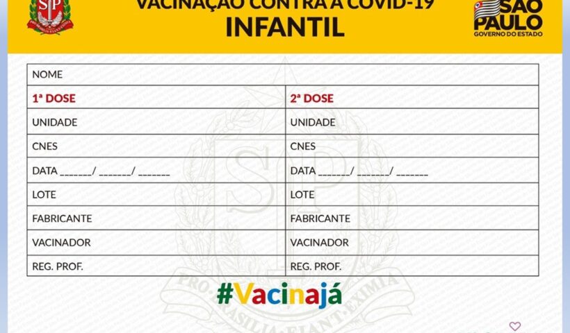 vacina sp crianças carteirinha