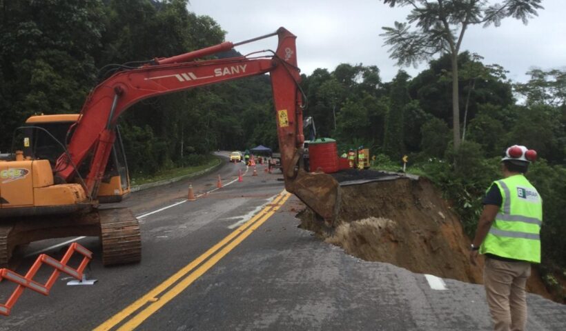 concessionária CCR recupera trecho da Rio-Santos afetados por chuvas em Ubatuba