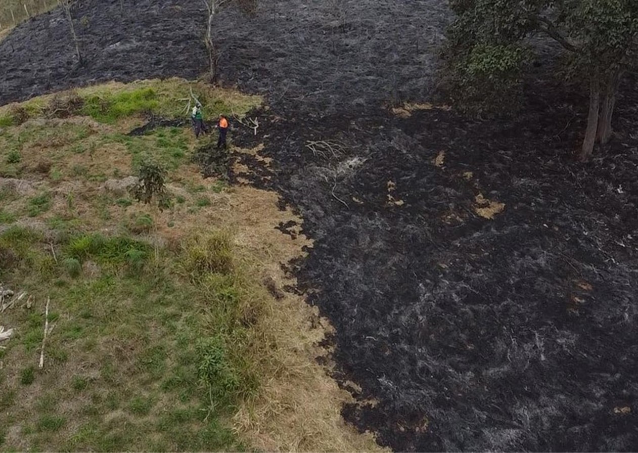 Incêndio na zona rural de Taubaté consome área equivalente a 130 campos de futebol