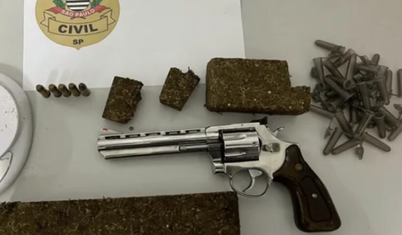 Polícia apreende arma e tijolo de maconha na região sudeste de SJC